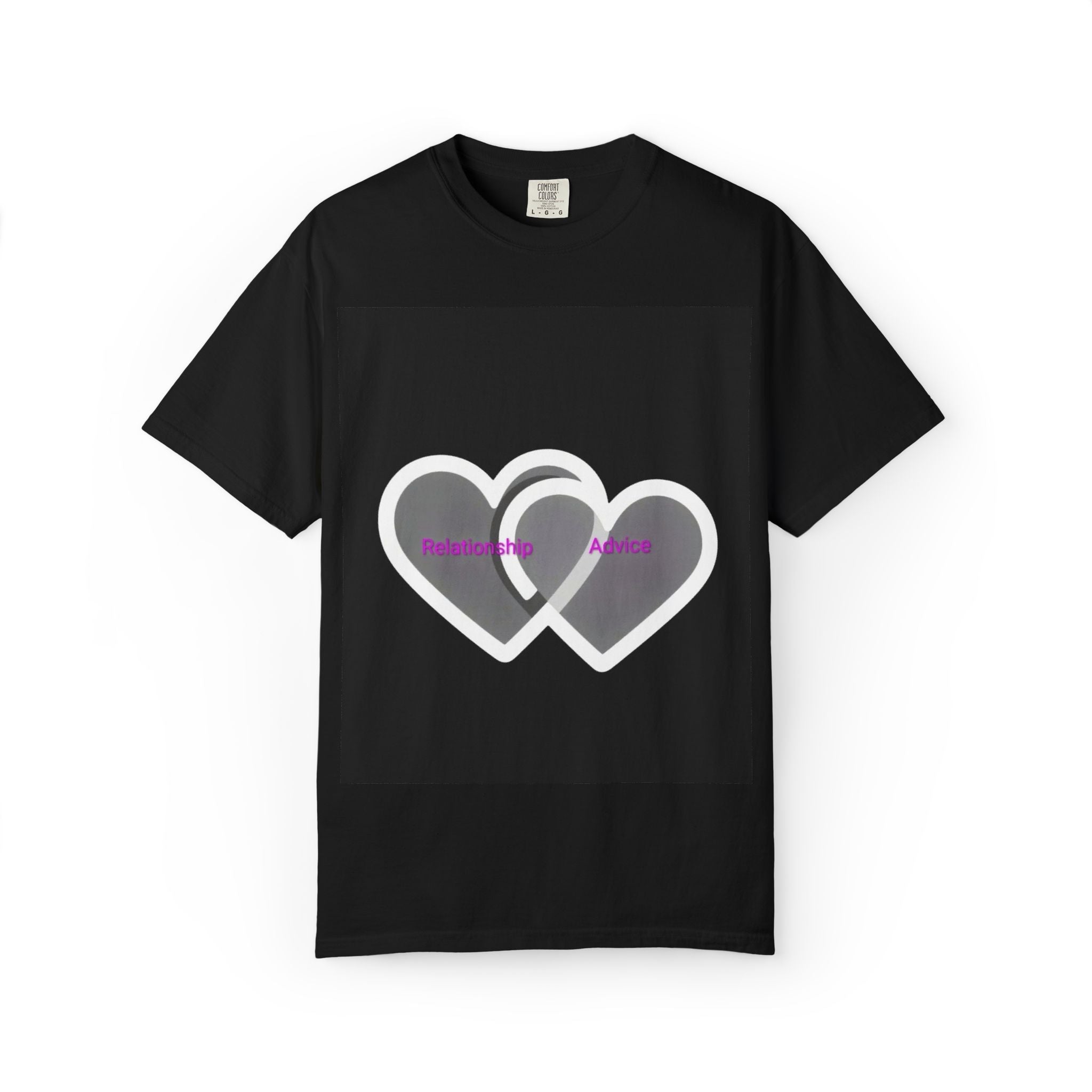 Double Heart Graphic T‑Shirt — 'Relationship Advice' Black Tee