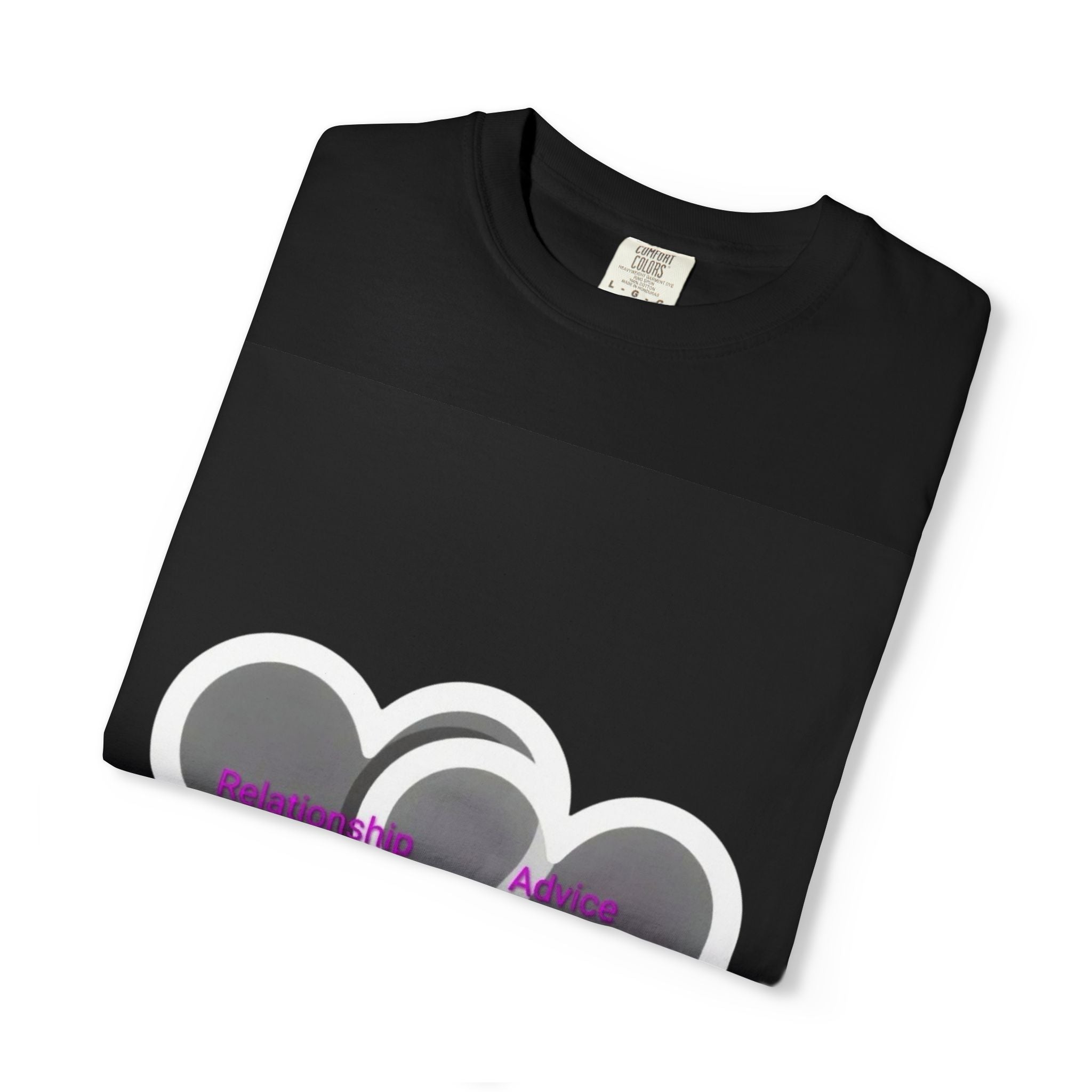 Double Heart Graphic T‑Shirt — 'Relationship Advice' Black Tee